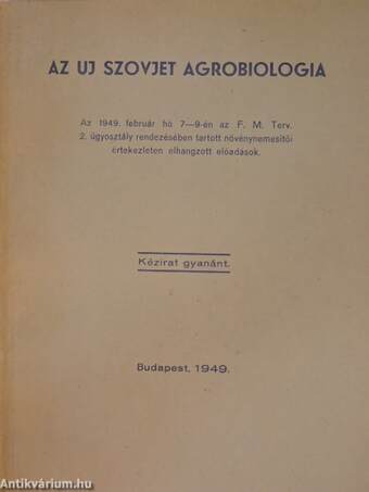 Az uj szovjet agrobiologia