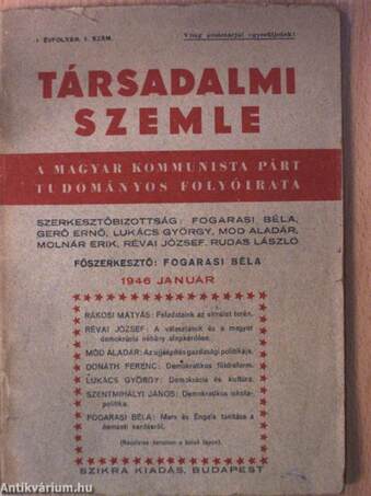 Társadalmi Szemle 1946. január-december