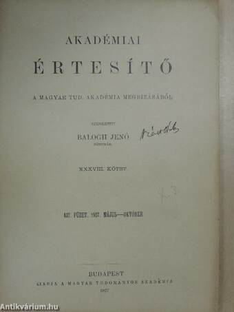 Akadémiai Értesítő 1927. május-október