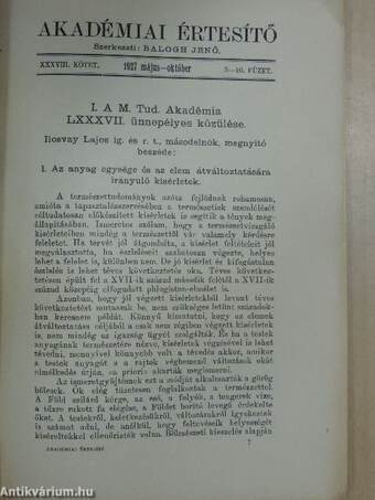 Akadémiai Értesítő 1927. május-október