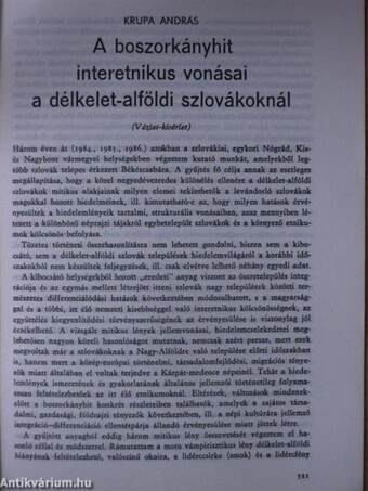 A boszorkányhit interetnikus vonásai a délkelet-alföldi szlovákoknál