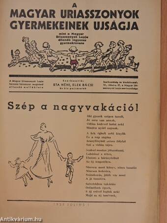 A Magyar Uriasszonyok Gyermekeinek Ujságja 1935. július 1.