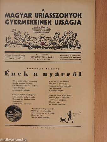 A Magyar Uriasszonyok Gyermekeinek Ujságja 1935. július 10.