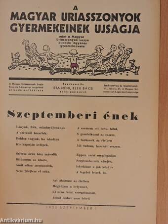 A Magyar Uriasszonyok Gyermekeinek Ujságja 1935. szeptember 1.