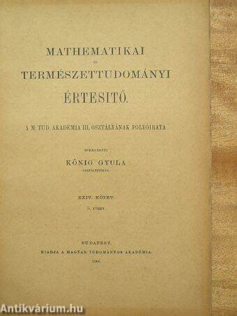 Mathematikai Természettudományi Értesítő 1906