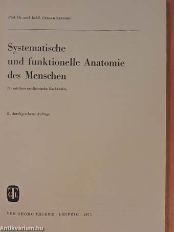 Systematische und funktionelle Anatomie des Menschen