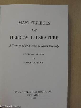 Masterpieces of Hebrew Literature