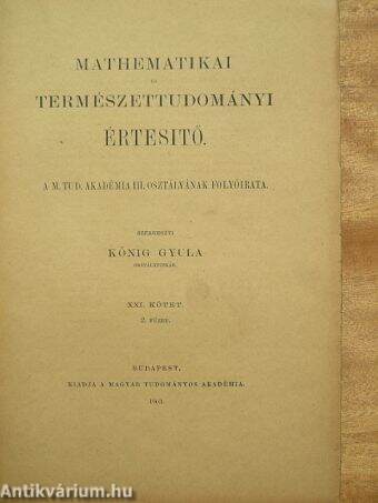 Mathematikai és Természettudományi Értesitő