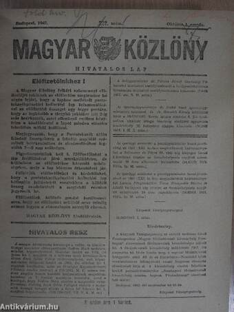 Magyar Közlöny 1947. október 1.-december 31.