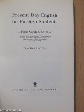 Present Day English for Foreign Students Teachers Book 2.