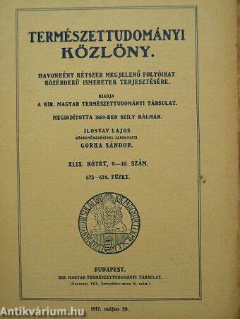 Természettudományi Közlöny 1917. május 20.