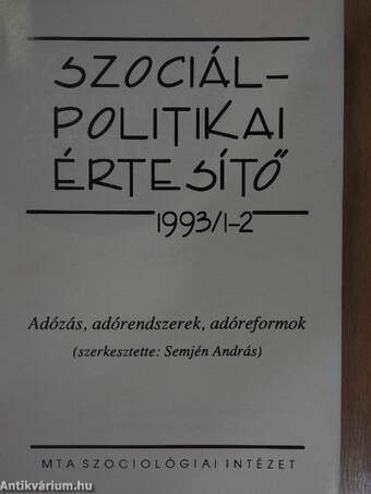 Szociálpolitikai értesítő 1993/1-2.