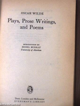 Plays, Prose Writings, and Poems