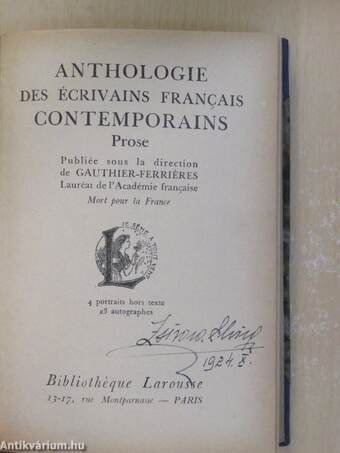 Anthologie des écrivains francais contemporains
