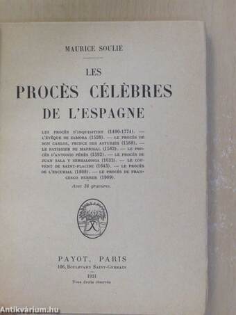 Les procés célébres de l'espagne