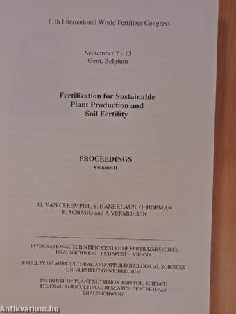 Fertilization for Sustainable Plant Production and Soil Fertility II.