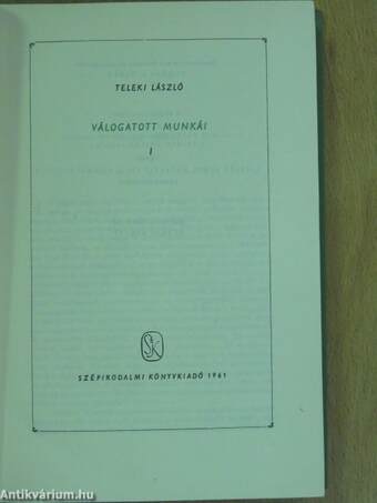 Teleki László válogatott munkái I-II.