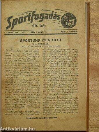 Sportfogadás 1954. május-december