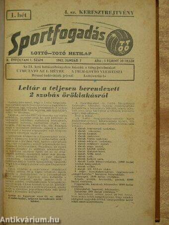 Sportfogadás 1962. január-december