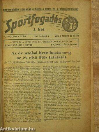 Sportfogadás 1959. január-december
