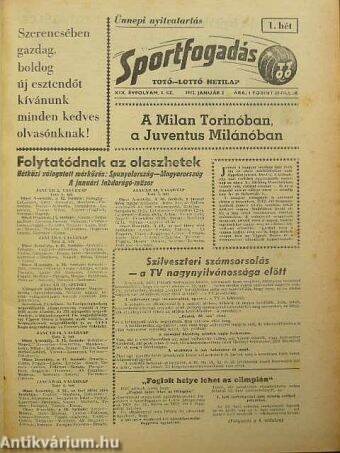 Sportfogadás 1972. január-december
