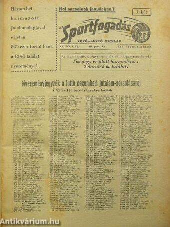 Sportfogadás 1968. január-december