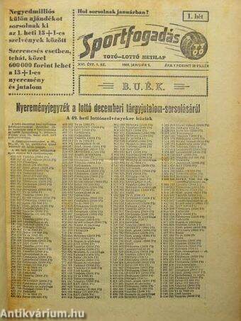 Sportfogadás 1969. január-december