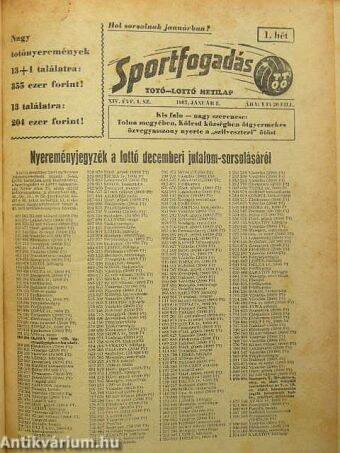 Sportfogadás 1967. január-december