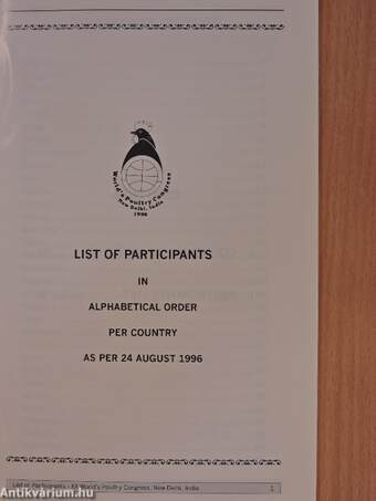 List of participants in alphabetical order per country as per 24 August 1996