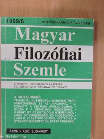 Magyar Filozófiai Szemle 1999/6.