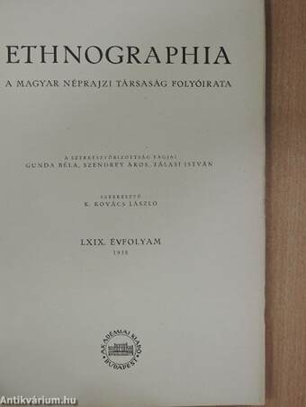 Ethnographia 1958/1-4.