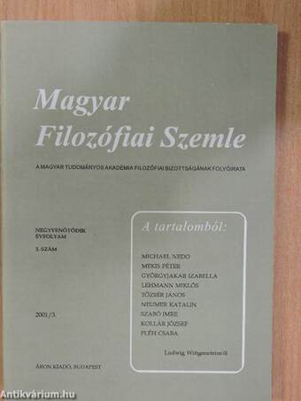 Magyar Filozófiai Szemle 2001/3.