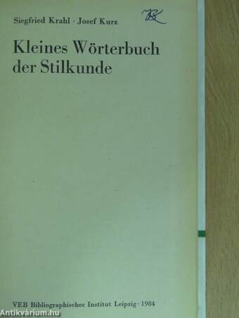 Kleines Wörterbuch der Stilkunde