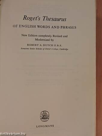 Roget's Thesaurus of English Words and Phrases