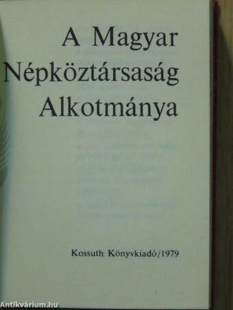 A Magyar Népköztársaság Alkotmánya (minikönyv) (számozott) - Plakettel