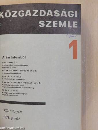 Közgazdasági Szemle 1973. (fél évfolyam)