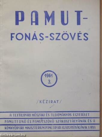 Pamut-Fonás-Szövés 1961/3.