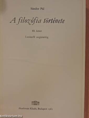 A filozófia története III.