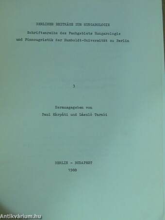 Berliner Beiträge zur Hungarologie 3.