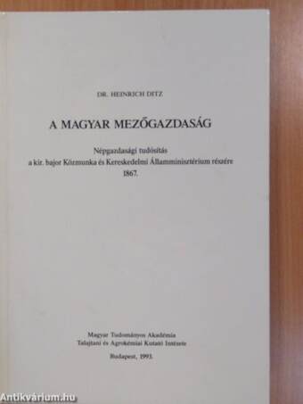 A magyar mezőgazdaság (dedikált példány)