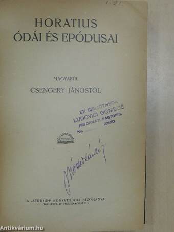 Horatius ódái és epódusai I-II.