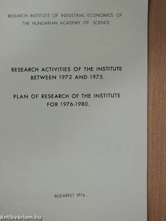 Research Activities of the Institute between 1972 and 1975.