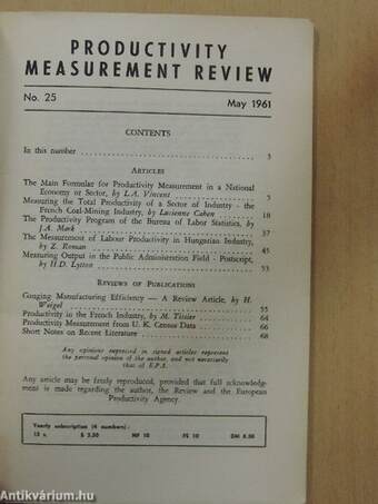 Productivity Measurement Review May 1961