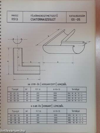 Épületbádogosipari gyártmány-katalógus 1957.