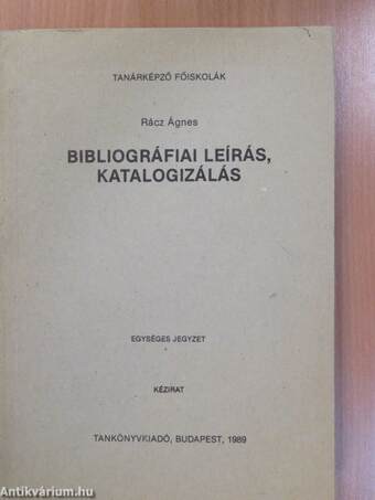 Bibliográfiai leírás, katalogizálás