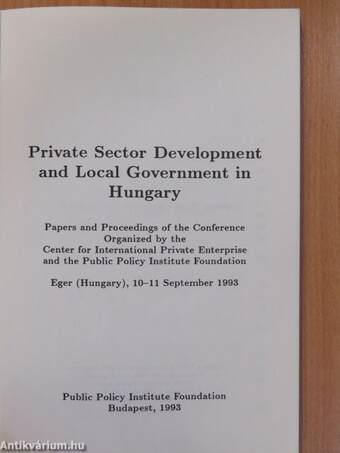 Private Sector Development and Local Government in Hungary