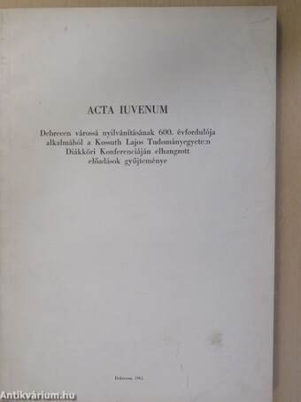 Acta Iuvenum (dedikált példány)