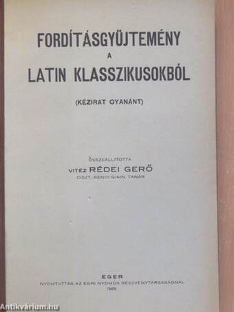 Fordításgyüjtemény a latin klasszikusokból