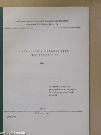 Előadások a vezető gondozónő és a csoportvezető gondozónő munkájáról