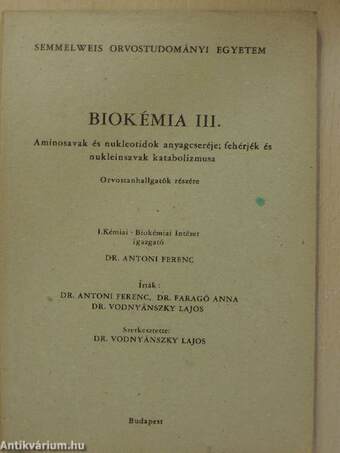 Biokémia III.